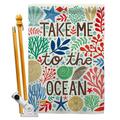 Gardencontrol 28 x 40 in. Take Me to the Ocean Coastal Nautical Vertical Double Sided House Flag Set GA4126460